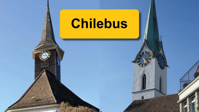 Chilebus mit Kirchen