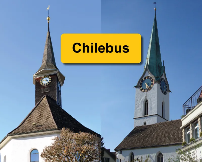 Chilebus mit Kirchen
