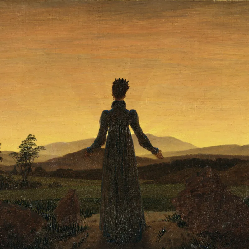 Caspar_David_Friedrich_-_Frau_vor_untergehender_Sonne (Foto: Barbara Faiglé) Caspar_David_Friedrich_-_Frau_vor_untergehender_Sonne: Bild: commons.wikimedia.org (Foto: Barbara Faiglé)